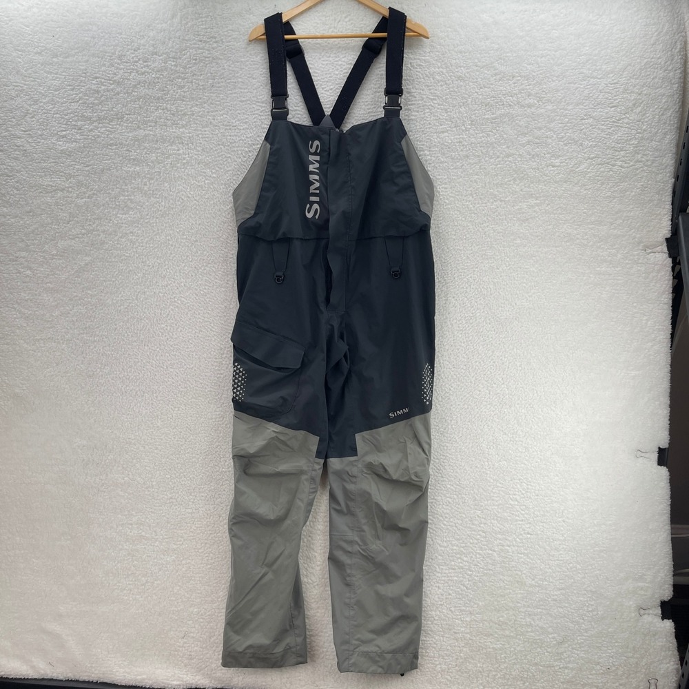 Simms Bib Overalls Mens XL Gray Black Challenger Waterproof Fishing Outdoor Gorp